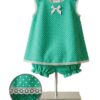 #ConjuntoInfantil #ModaBebés #VestidoVerde #EstiloClásico #LunaresEncantadores #EncajeDelicado #BombachoInfantil #ModaTierna #EventosEspeciales #CreacionesFlérida