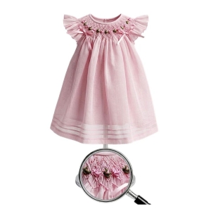 #VestidoInfantil #ModaBebés #VestidoRosaPastel #NidoDeAbeja #BordadoArtesanal #EstiloClásico #ModaAtemporal #RopaEleganteBebés #EventosEspeciales #CreacionesFlérida