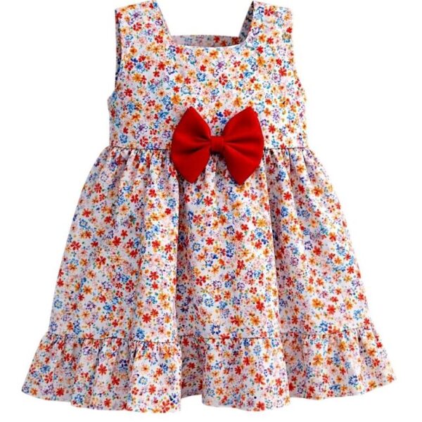 #VestidoInfantil #ModaNiñas #VestidoFloral #EstiloColorido #LazoRojo #ModaTierna #RopaInfantil #EventosEspeciales #OutfitEncantador #CreacionesFlérida