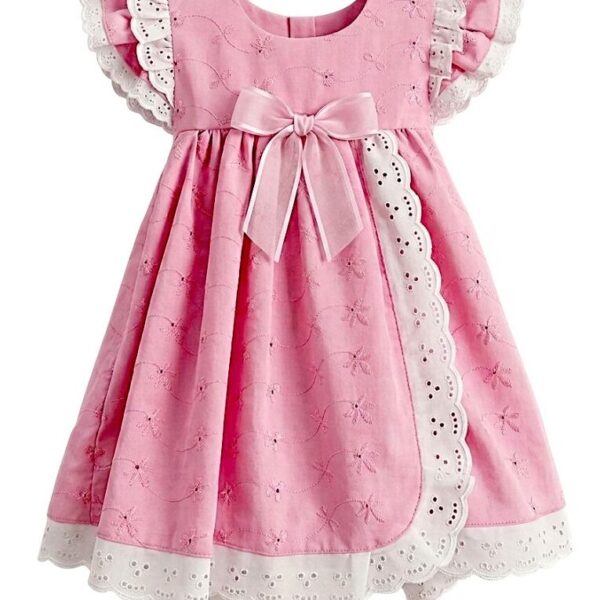 #VestidoInfantil #ModaBebés #VestidoRosa #EncajeDelicado #VestidoConLazo #EstiloClásico #ModaTierna #EventosEspeciales #RopaFormalNiñas #CreacionesFlérida
