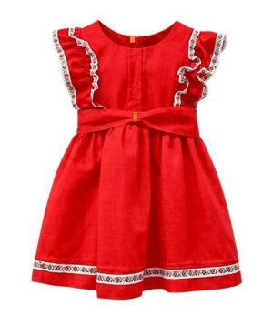 #VestidoInfantil #ModaNiñas #VestidoRojo #EstiloAlegre #VolantesElegantes #RopaFormalNiñas #EventosInfantiles #ModaColorida #VestidoConLazo #CreacionesFlérida