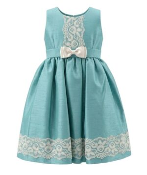 CF5016 #VestidoInfantil #ModaNiñas #VestidoVerde #EncajeElegante #VestidoConLazo #EstiloClásico #EventosInfantiles #RopaFormalNiñas #ModaSofisticada #CreacionesFlérida