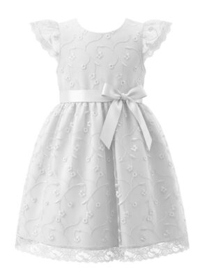 #VestidoDeBautizo #ModaInfantil #CeremoniaEspecial #VestidoClásico #EncajeElegante #VestidoConLazo #RopaFormalNiñas #EventosReligiosos #ModaSofisticada #CreacionesFlérida