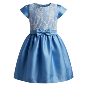 Vestido Infantil de Fiesta con Encaje y Lazo